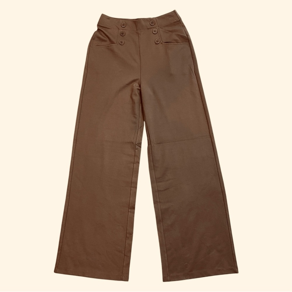 Max Studio London Chocolate Wide-Leg Sailor Womens Pants Trousers | Size S